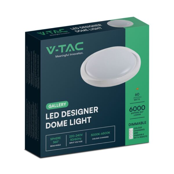 Πλαφονιέρα LED Designer 30W/60W Λευκή με Τηλεχειριστήριο Dimmable CCT V-TAC – 23585