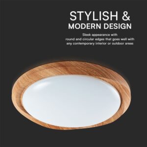 Πλαφονιέρα Κυκλική LED Designer με Τηλεχειριστήριο CCT 30W/60W Dimmable Απόχρωση Ξύλου V-TAC – 23586