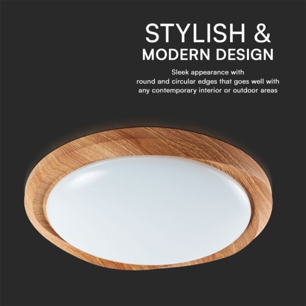 Πλαφονιέρα Κυκλική LED Designer με Τηλεχειριστήριο CCT 30W/60W Dimmable Απόχρωση Ξύλου V-TAC – 23586