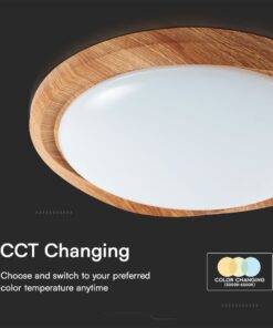 Πλαφονιέρα Κυκλική LED Designer με Τηλεχειριστήριο CCT 30W/60W Dimmable Απόχρωση Ξύλου V-TAC – 23586