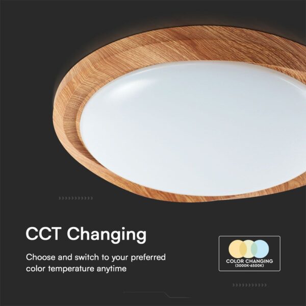 Πλαφονιέρα Κυκλική LED Designer με Τηλεχειριστήριο CCT 30W/60W Dimmable Απόχρωση Ξύλου V-TAC – 23586