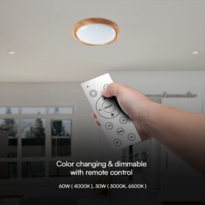 Πλαφονιέρα Κυκλική LED Designer με Τηλεχειριστήριο CCT 30W/60W Dimmable Απόχρωση Ξύλου V-TAC – 23586
