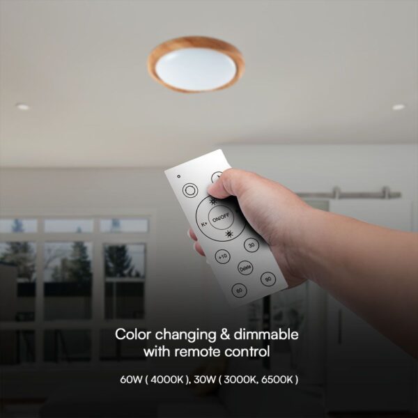 Πλαφονιέρα Κυκλική LED Designer με Τηλεχειριστήριο CCT 30W/60W Dimmable Απόχρωση Ξύλου V-TAC – 23586