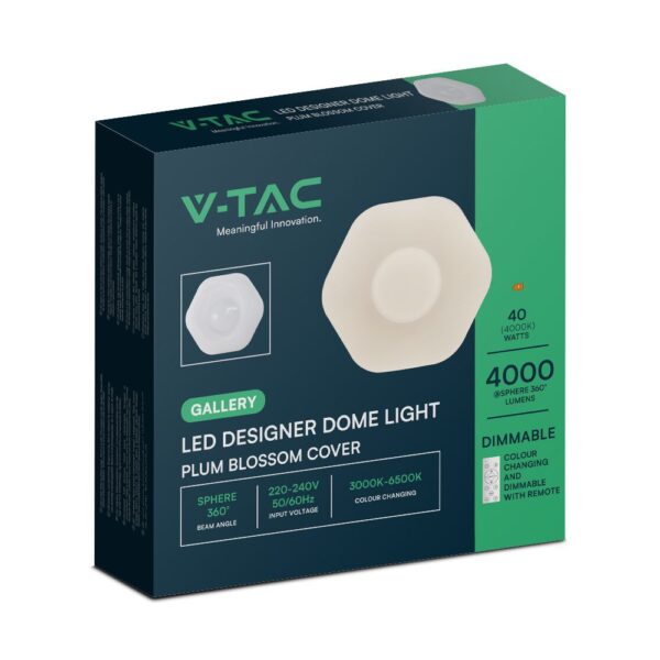 Πλαφονιέρα Κυκλική LED Designer με Τηλεχειριστήριο CCT 20W/40W Dimmable Λευκή V-TAC – 23587