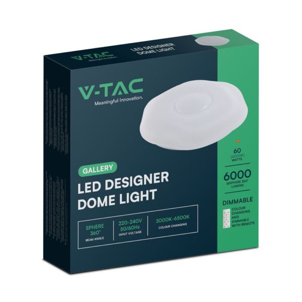 Πλαφονιέρα LED Designer 30W/60W Λευκή με Τηλεχειριστήριο Dimmable CCT V-TAC – 23588