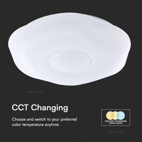 Πλαφονιέρα LED Designer 30W/60W Λευκή με Τηλεχειριστήριο Dimmable CCT V-TAC – 23588