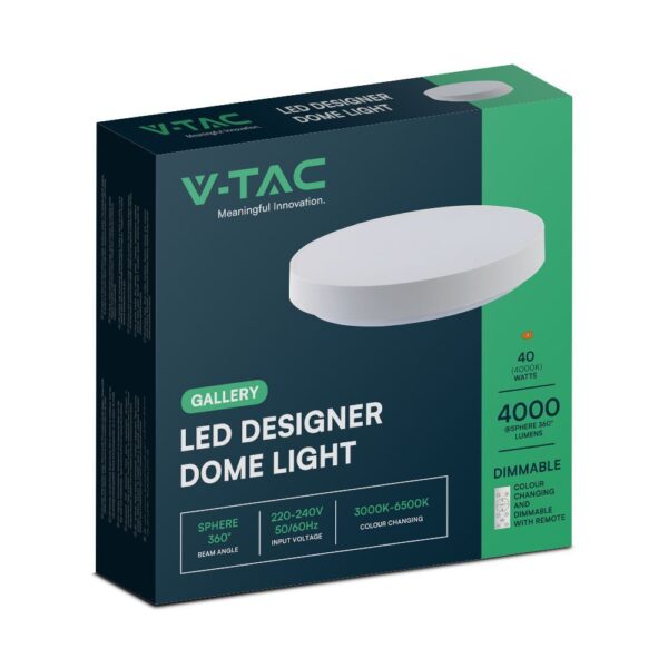 Πλαφονιέρα LED Designer 20W/40W Λευκή με Τηλεχειριστήριο Dimmable CCT V-TAC – 23589