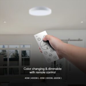 Πλαφονιέρα LED Designer 20W/40W Λευκή με Τηλεχειριστήριο Dimmable CCT V-TAC – 23589