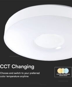 Πλαφονιέρα Κυκλική LED Designer με Τηλεχειριστήριο CCT 20W/40W Dimmable Λευκή V-TAC – 23591