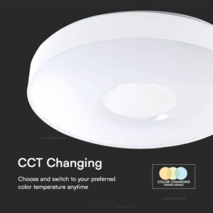 Πλαφονιέρα LED Designer 30W/60W Λευκή με Τηλεχειριστήριο Dimmable CCT V-TAC – 23592