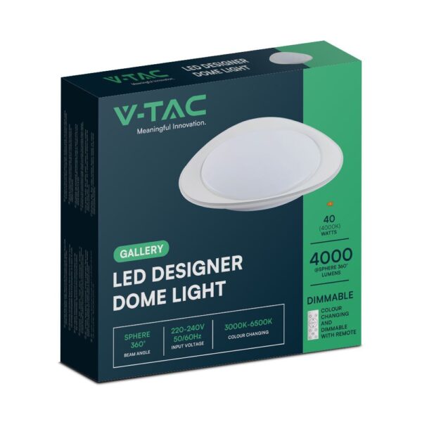 Πλαφονιέρα LED Designer 20W/40W Λευκή με Τηλεχειριστήριο Dimmable CCT V-TAC – 23593