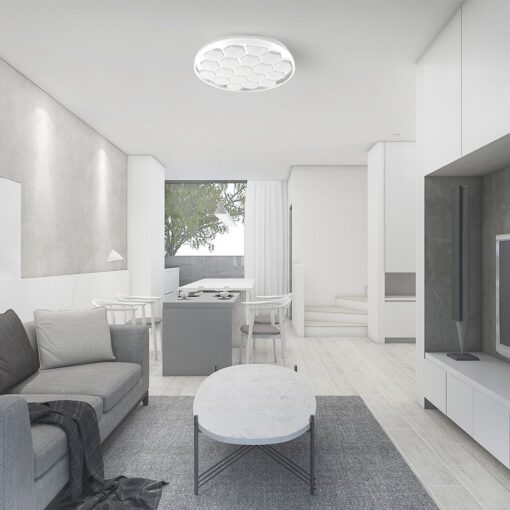 Πλαφονιέρα LED Designer 30W/60W Λευκή με Κυψέλες με Τηλεχειριστήριο Dimmable CCT V-TAC – 23595