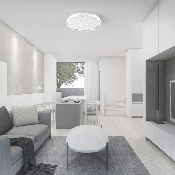 Πλαφονιέρα LED Designer 30W/60W Λευκή με Κυψέλες με Τηλεχειριστήριο Dimmable CCT V-TAC – 23595