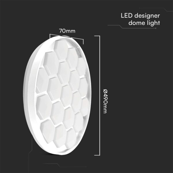 Πλαφονιέρα LED Designer 30W/60W Λευκή με Κυψέλες με Τηλεχειριστήριο Dimmable CCT V-TAC – 23595