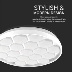 Πλαφονιέρα LED Designer 30W/60W Λευκή με Κυψέλες με Τηλεχειριστήριο Dimmable CCT V-TAC – 23595