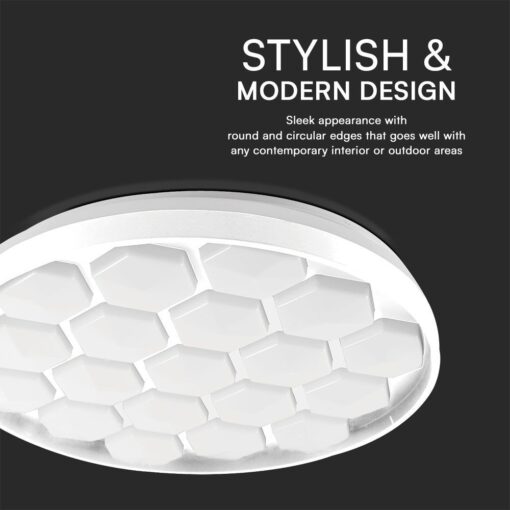 Πλαφονιέρα LED Designer 30W/60W Λευκή με Κυψέλες με Τηλεχειριστήριο Dimmable CCT V-TAC – 23595