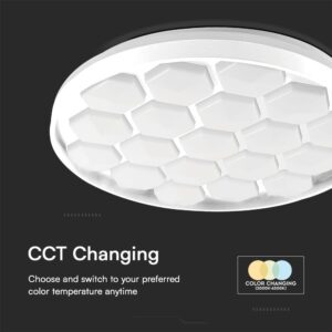 Πλαφονιέρα LED Designer 30W/60W Λευκή με Κυψέλες με Τηλεχειριστήριο Dimmable CCT V-TAC – 23595