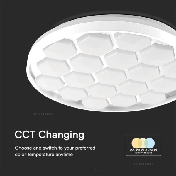Πλαφονιέρα LED Designer 30W/60W Λευκή με Κυψέλες με Τηλεχειριστήριο Dimmable CCT V-TAC – 23595