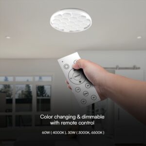 Πλαφονιέρα LED Designer 30W/60W Λευκή με Κυψέλες με Τηλεχειριστήριο Dimmable CCT V-TAC – 23595