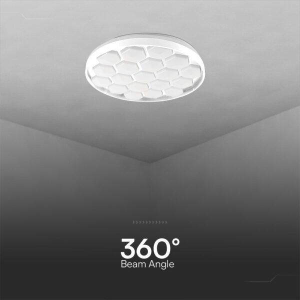 Πλαφονιέρα LED Designer 30W/60W Λευκή με Κυψέλες με Τηλεχειριστήριο Dimmable CCT V-TAC – 23595
