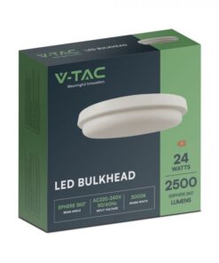 Πλαφονιέρα Οροφής Στρογγυλή Φ240 Λευκή LED 24W 2500lm 6500K IP54 VTAC – 23598