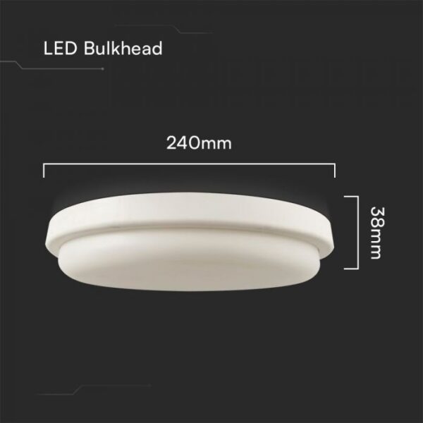 Πλαφονιέρα Οροφής Στρογγυλή Φ240 Λευκή LED 24W 2500lm 3000K IP54 VTAC – 23596