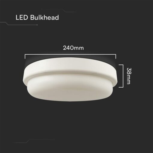 Πλαφονιέρα Οροφής Στρογγυλή Φ240 Λευκή LED 24W 2500lm 4000K IP54 VTAC – 23597