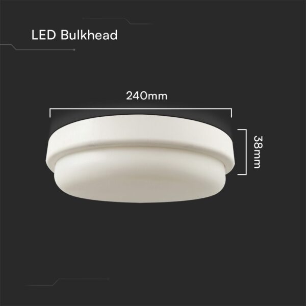 Πλαφονιέρα Οροφής Στρογγυλή Φ240 Λευκή LED 24W 2500lm 4000K IP54 VTAC – 23597