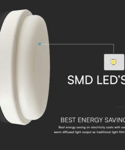 Πλαφονιέρα Οροφής Στρογγυλή Φ240 Λευκή LED 24W 2500lm 4000K IP54 VTAC – 23597