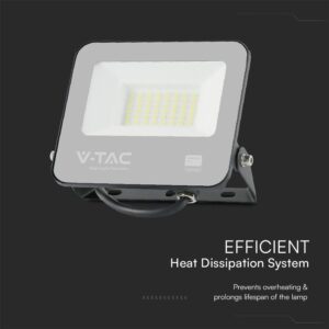 LED Προβολέας 30W V-TAC PRO Samsung Μαύρος 115° 2505lm IP65 Θερμό 3000K – 23599