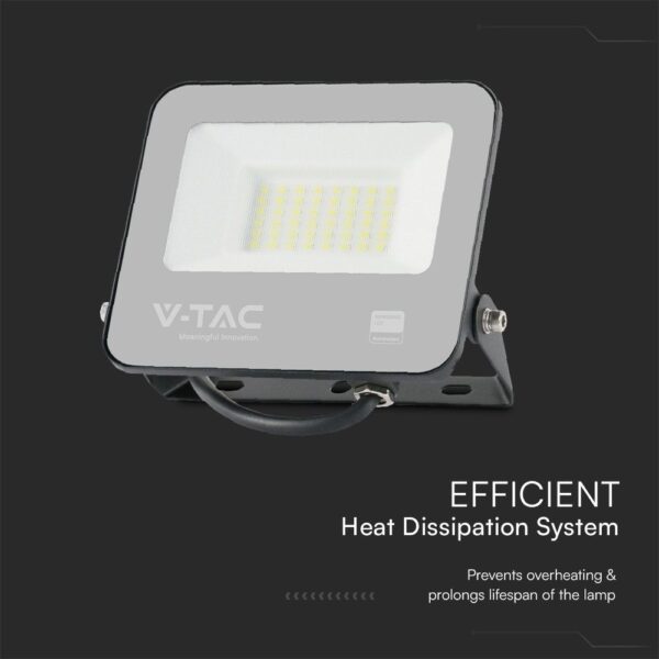 LED Προβολέας 30W V-TAC PRO Samsung Μαύρος 115° 2505lm IP65 Θερμό 3000K – 23599
