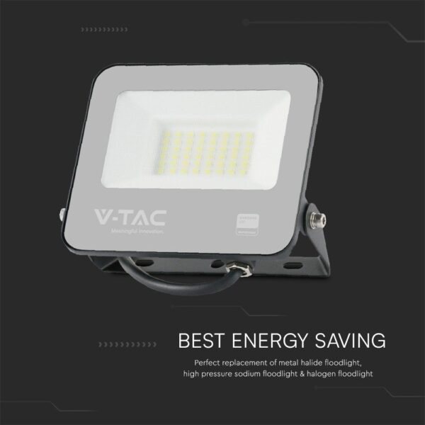 LED Προβολέας 30W V-TAC PRO Samsung Μαύρος 115° 2505lm IP65 Θερμό 3000K – 23599