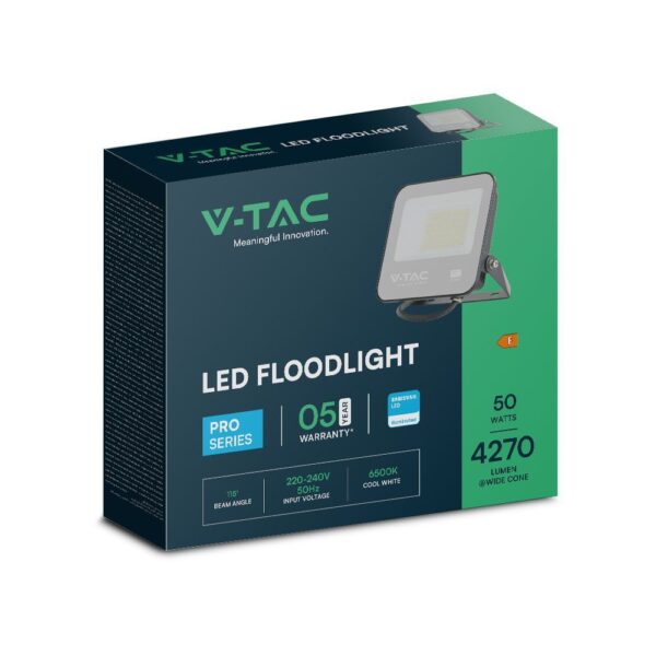LED Προβολέας 50W V-TAC PRO Samsung Μαύρος 115° 4270lm IP65 Ψυχρό 6500K – 23603