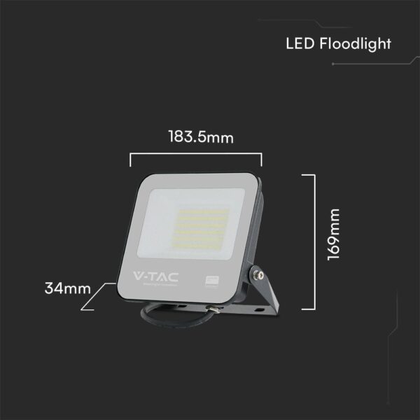 LED Προβολέας 50W V-TAC PRO Samsung Μαύρος 115° 4270lm IP65 Ψυχρό 6500K – 23603