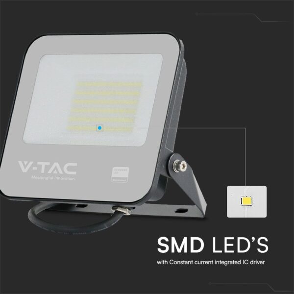 LED Προβολέας 50W V-TAC PRO Samsung Μαύρος 115° 4270lm IP65 Ψυχρό 6500K – 23603