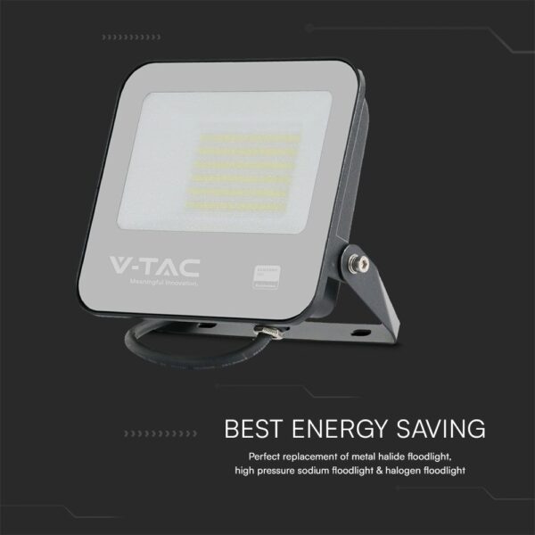 LED Προβολέας 50W V-TAC PRO Samsung Μαύρος 115° 4270lm IP65 Ψυχρό 6500K – 23603