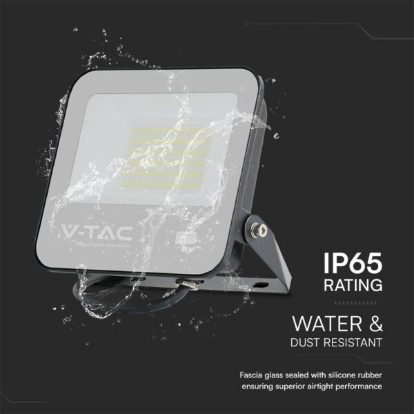 LED Προβολέας 50W V-TAC PRO Samsung Μαύρος 115° 4270lm IP65 Ψυχρό 6500K – 23603