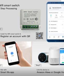 Wi-FI Mini Smart Διακόπτης Μονός V-TAC – 23604VT