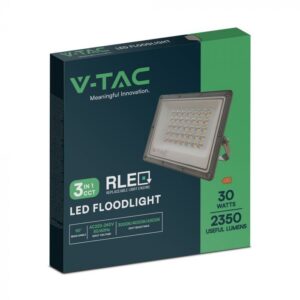 LED Προβολέας 30W V-TAC Γκρι 90° 2350lm Αδιάβροχος IP65 CCT 3000-6400K  – 23613