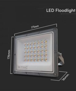 LED Προβολέας 30W V-TAC Γκρι 90° 2350lm Αδιάβροχος IP65 CCT 3000-6400K – 23613