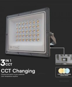 LED Προβολέας 30W V-TAC Γκρι 90° 2350lm Αδιάβροχος IP65 CCT 3000-6400K – 23613