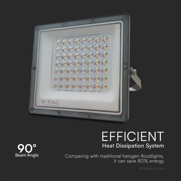 LED Προβολέας 50W V-TAC Γκρι 90° 5000lm Αδιάβροχος IP65 CCT 3000-6400K – 23614