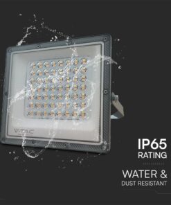 LED Προβολέας 50W V-TAC Γκρι 90° 5000lm Αδιάβροχος IP65 CCT 3000-6400K – 23614