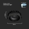 12W LED Χωνευτό Φωτιστικό COB Στρογγυλό Φ86 CRI></noscript>90 1180lm 3000-6400K Μαύρο V-TAC – 23671