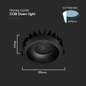 24W LED Χωνευτό Φωτιστικό COB Στρογγυλό Φ135 CRI></noscript>90 2540lm 3000-6400K Μαύρο V-TAC – 23675