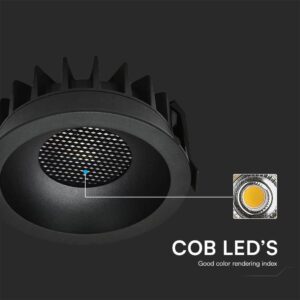 12W LED Χωνευτό Φωτιστικό COB Στρογγυλό Φ86 CRI>90 1180lm 3000-6400K Μαύρο V-TAC – 23671