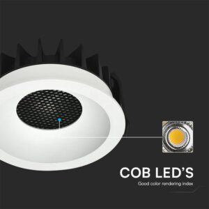 12W LED Χωνευτό Φωτιστικό COB Στρογγυλό Φ86 CRI>90 1180lm 3000-6400K Λευκό V-TAC – 23672