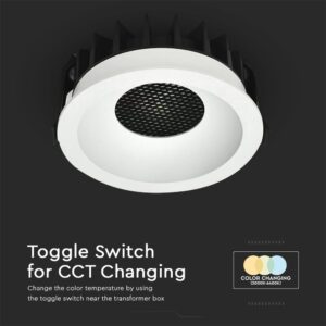 12W LED Χωνευτό Φωτιστικό COB Στρογγυλό Φ86 CRI>90 1180lm 3000-6400K Λευκό V-TAC – 23672