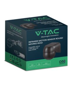 Επίτοιχος Ανιχνευτής Κίνησης με Κινούμενη Κεφαλή Μαύρος IP44 V-TAC – 23678