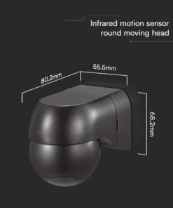 Επίτοιχος Ανιχνευτής Κίνησης με Κινούμενη Κεφαλή Μαύρος IP44 V-TAC – 23678